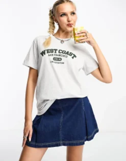 Design Co-Ord With West Coast Graphic In Ice Marl