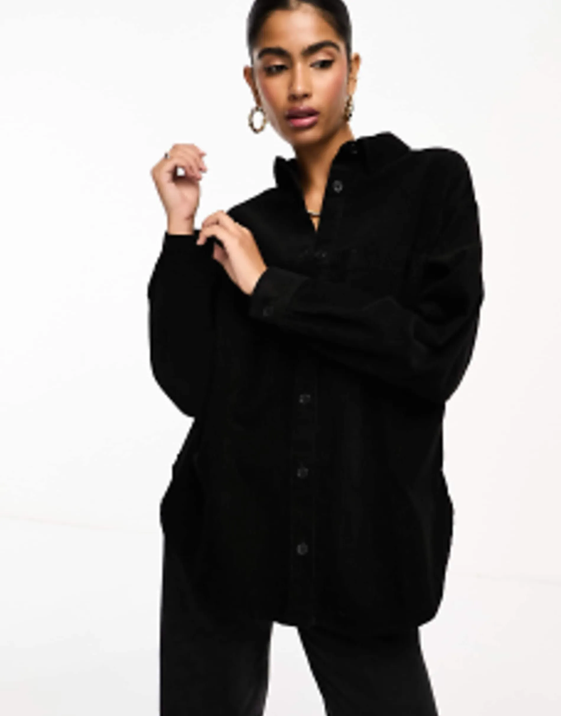 Design Cord Oversized Shirt In