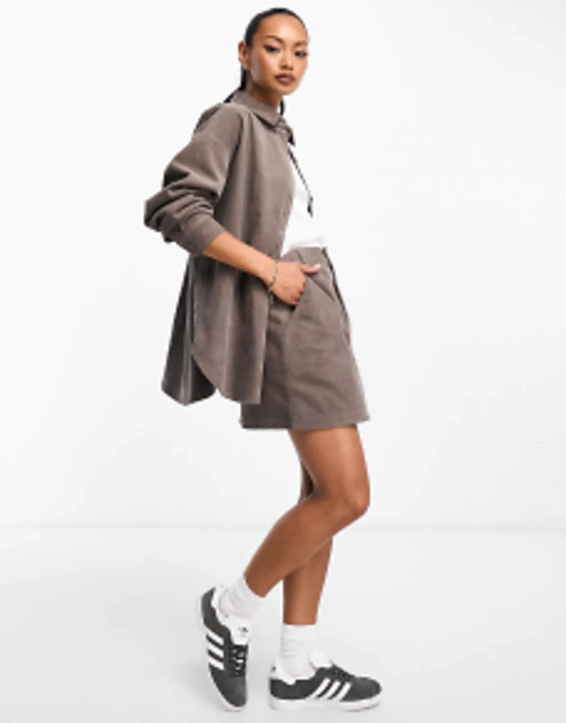 Design Cord Oversized Shirt In