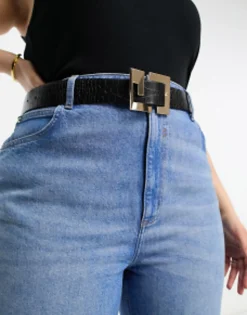 Design Curve Croc Spiral Logo Belt In