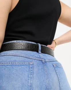 Design Curve Croc Spiral Logo Belt In