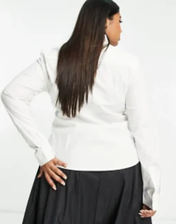 Design Curve Long Sleeve Fitted Shirt In Stretch Cotton In