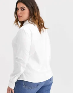 Design Curve Long Sleeve Fitted Shirt In Stretch Cotton In