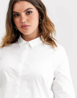 Design Curve Long Sleeve Fitted Shirt In Stretch Cotton In