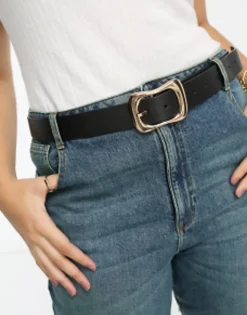 Design Curve Wavy Buckle Belt In