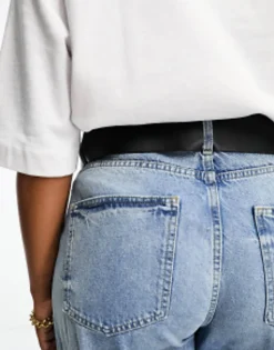 Design Curve Wide Waist Belt With Oval Gold Buckle