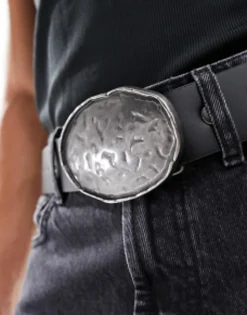 Design Faux Leather Belt With Western Statement Buckle In