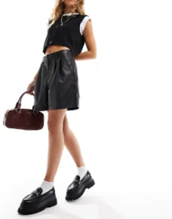 Design Faux Leather Dad Short In