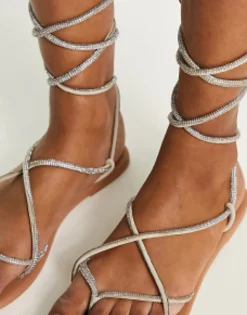 Design Faye Leather Embellished Flat Sandals In