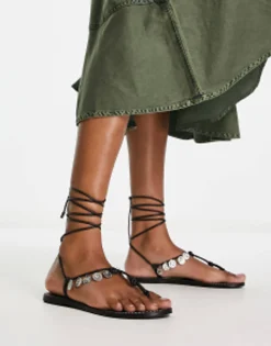 Design Fernando Leather Coin Sandals In