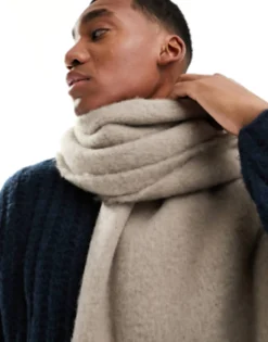 Design Fluffy Blanket Scarf In Grey