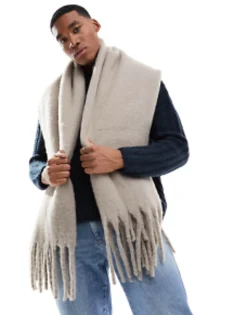 Design Fluffy Blanket Scarf In Grey