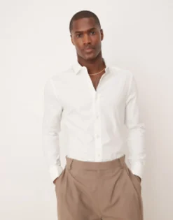 Design Formal Skinny Fit Oxford Shirt With Double Cuff In