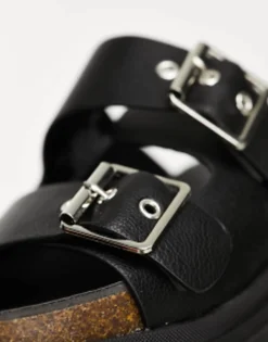 Design Fresno Chunky Flat Sandals With Hardware