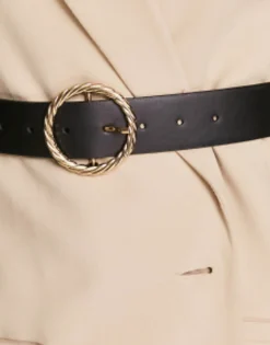 Design Gold Twist Buckle Waist And Hip Jeans Belt In