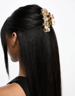 Design Hair Clip Claw With Double Prongs In Pale Tort