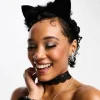 Design Halloween Headband With Cat Ears With Faux Fur In