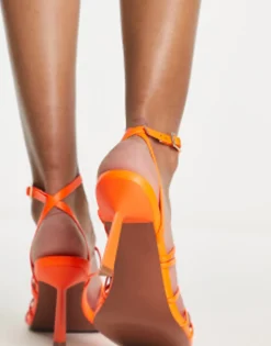Design Hamper Strappy Mid Heeled Sandals In Neon