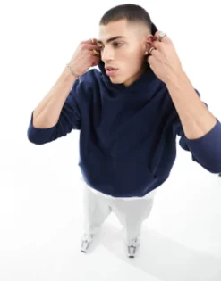 Design Heavyweight Oversized Hoodie In Navy - Navy