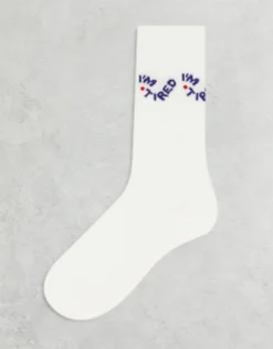 Design Im Tired Slogan Socks In