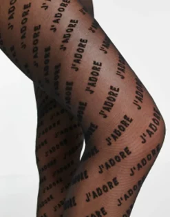 Design J'Adore Slogan Tights In