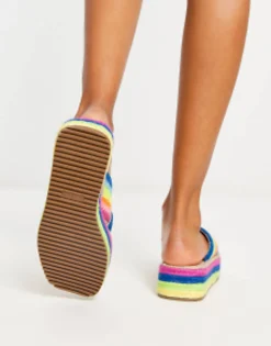 Design Jazlyn Flatform Crochet Mules In Rainbow