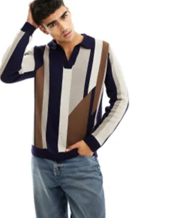 Design Jumper With Notch Neck In Multi Stripe