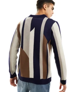 Design Jumper With Notch Neck In Multi Stripe