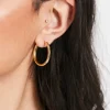 Design 14K Plated 25Mm Hinge Hoop Earring