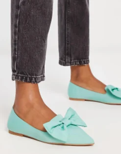 Design Lake Bow Pointed Ballet Flats In