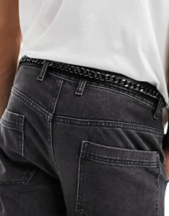 Design Leather Belt With Chain Design In
