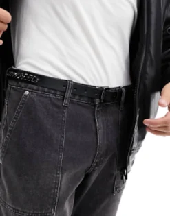 Design Leather Belt With Chain Design In