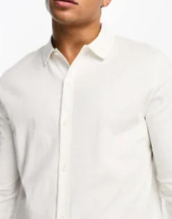 Design Long Sleeve Jersey Shirt In Cream