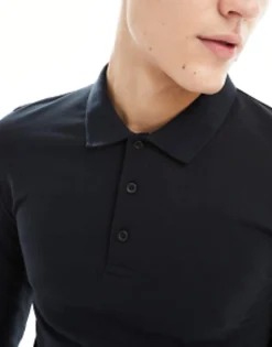 Design Long Sleeve Muscle Fit Polo In