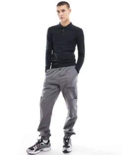 Design Long Sleeve Muscle Fit Polo In