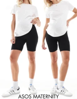Design Maternity 2 Pack Basic Legging Shorts In