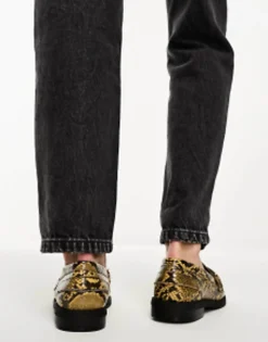 Design Melodic Slim Loafer With Chain In Snake