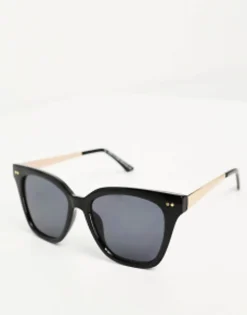 Design Metal Temple Cat Eye Sunglasses In