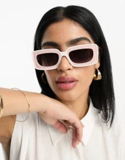 Design Mid Square Sunglasses With Tramline Detail In
