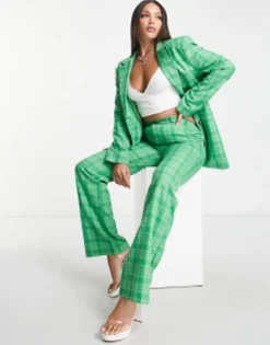 Design Mix & Match Tall Grandad Suit In Green Check