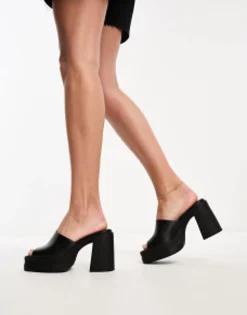 Design Nevada Chunky Platform High Heeled Mules In