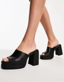 Design Nevada Chunky Platform High Heeled Mules In