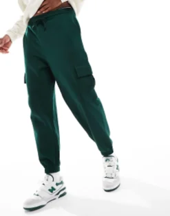 Design Oversized Joggers With Cargo Pockets In Dark Green