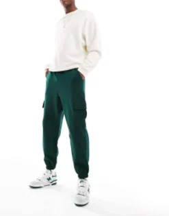 Design Oversized Joggers With Cargo Pockets In Dark Green