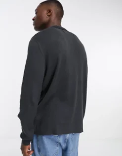 Design Oversized Knitted Essential Rib Polo Jumper In