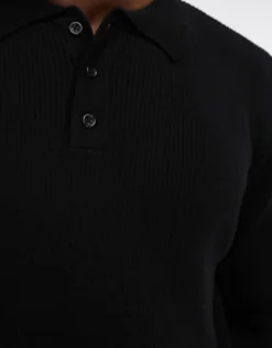 Design Oversized Knitted Essential Rib Polo Jumper In