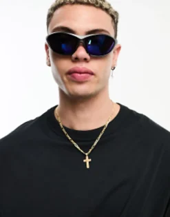 Design Oversized Racer Sunglasses In Gunmetal