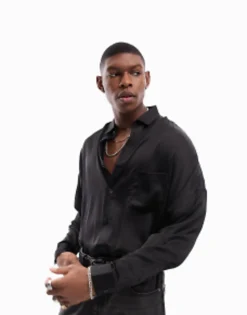 Design Oversized Satin Shirt In