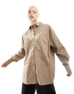 Design Oversized Shirt In Taupe
