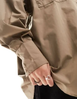 Design Oversized Shirt In Taupe